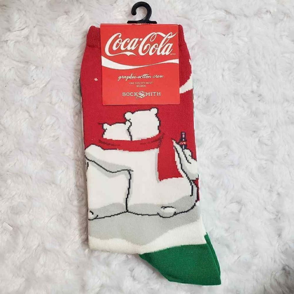 NWT Coca Cola holiday Polar Bear socks womens shoe 5-10.5